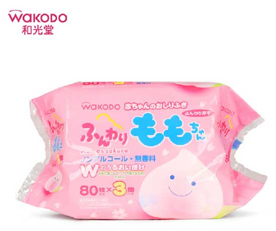 和光堂桃桃嬰兒濕巾屁屁濕巾80片