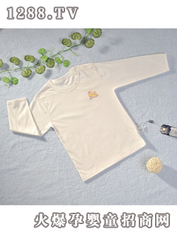 迪迪60支雙面布片印花長(zhǎng)袖肩開(kāi)上衣