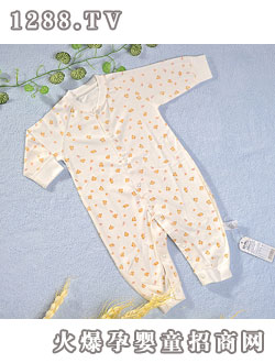 迪迪40支雙面布片印花長(zhǎng)袖對(duì)襟哈衣