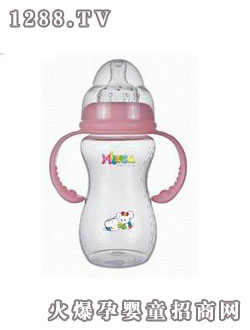 MILAOSU牌寬口葫蘆形帶手柄防倒防漏奶瓶270ml