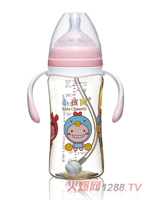 小孩國寬口時(shí)尚自動(dòng)PPSU安全奶瓶粉色300ML