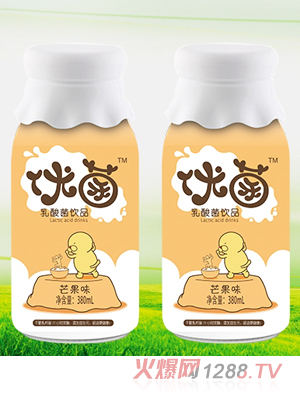 優(yōu)菌乳酸菌飲品芒果味瓶裝380ml