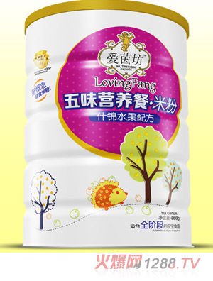 愛茵坊什錦水果燕麥鐵鋅雙益護(hù)暢五谷珍寶五味營養(yǎng)餐米粉鐵聽輔食代理